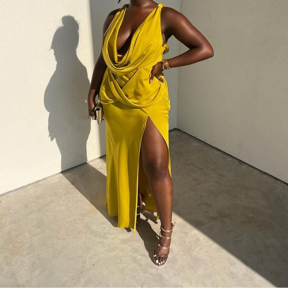 Gold Satin Maxi Dress